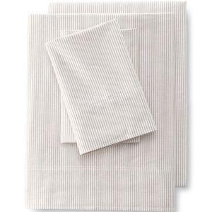 Cotton Oxford Stripe Bed Sheet Set - Classic Khaki Stripe