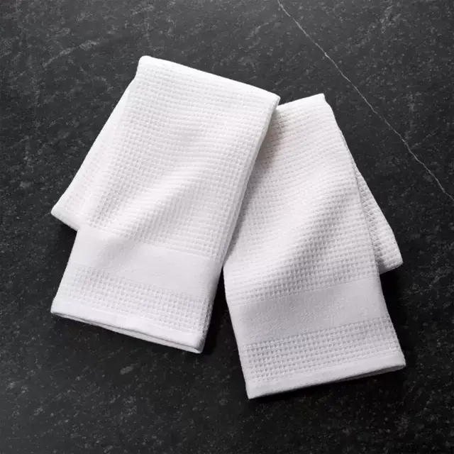Waffle-Terry White Dish Towels, Set of 2