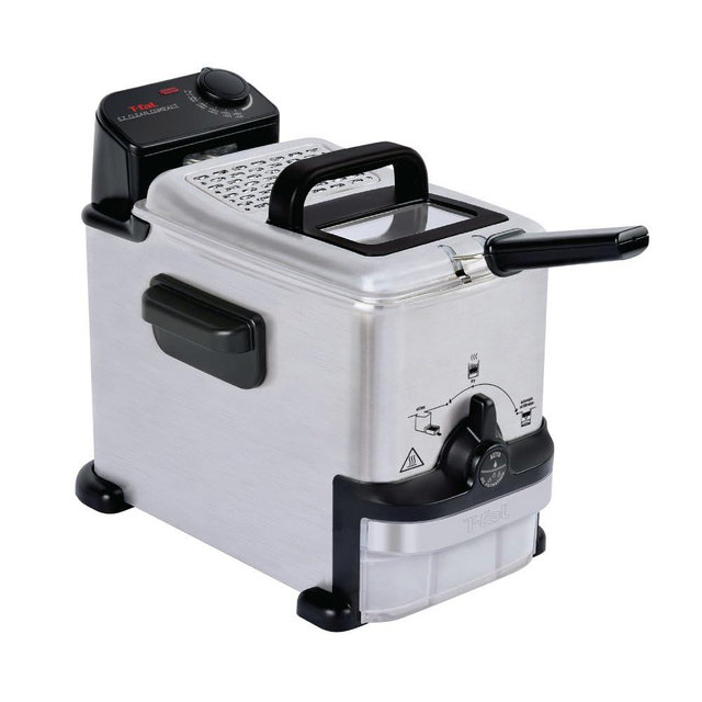 T-fal Compact EZ Clean Stainless Steel Deep Fryer with Basket 1.8 Liter Oil and 1.7 Pound Food Capacity 1200 Watts Easy Clean, Temp Control, Oil Filtration, Dishwasher Safe Parts