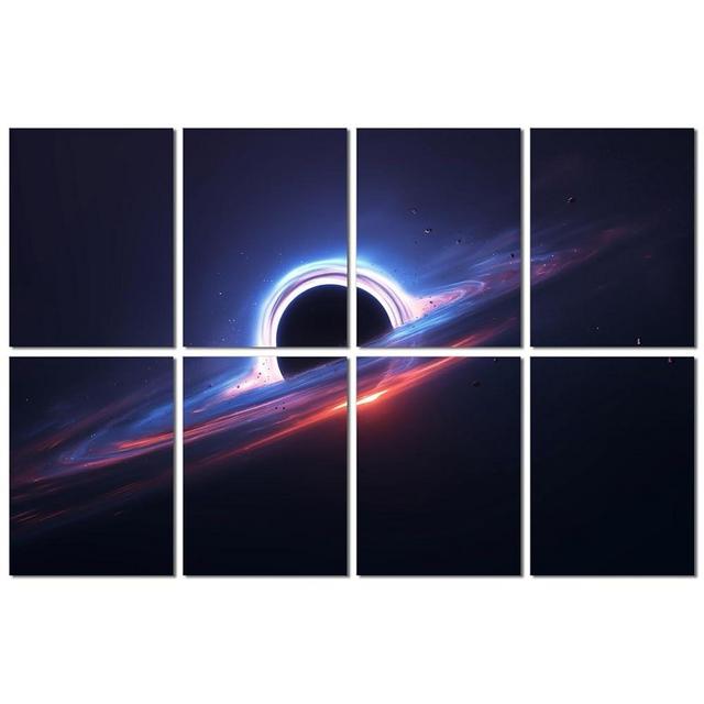 FurnoFlexArt Acoustic Panels Tiles Decorative Room Sound Proof Foam Absorbing Panels Noise Dampening Canceling Reducing Blocker for Walls (Black Hole, 48 * 32 in)