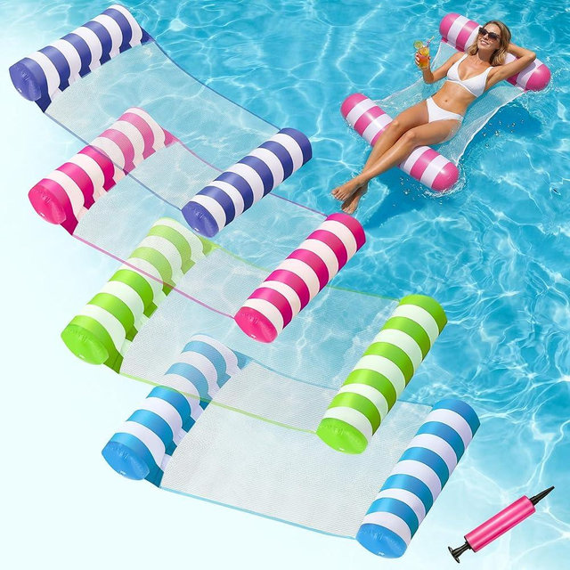 4 Pack Inflatable Pool Floats, OKSUWATER 4-in-1 Water Hammock, Pool Floats Adult Size for Swimming Pool Party Summer Lake Water Fun