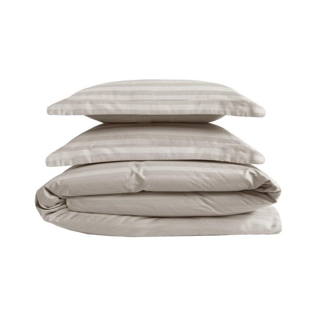 Nicosia Cooling Cotton Satin Stripe Reversible Duvet Cover Set