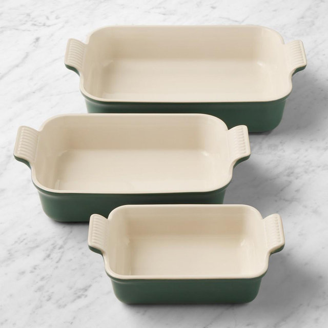 Le Creuset Heritage Open Rectangular Dishes, Set of 3, Foret
