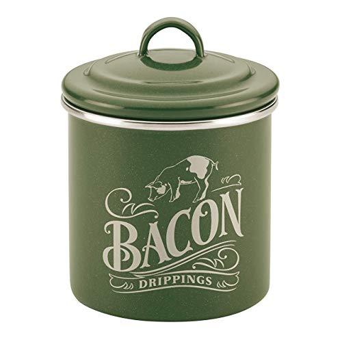 Ayesha Curry 47989 Enamel on Steel Bacon Grease Can / Bacon Grease Container - 4 Inch, Green