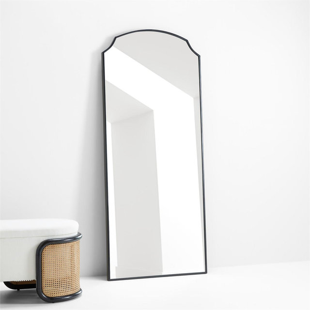 Emmy Narrow Black Arch Floor Mirror