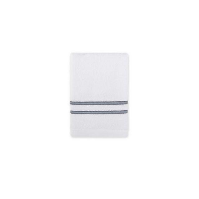 Wamsutta® Classic Turkish Embroidered Washcloth in White/Charcoal