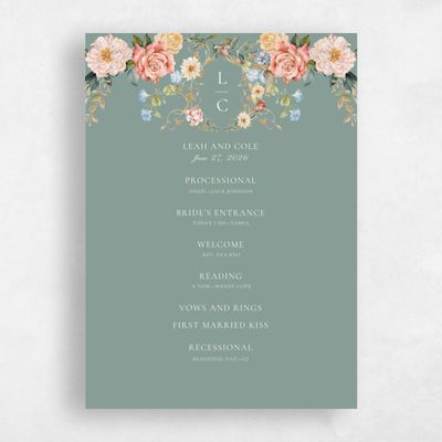 Rich Sage, Green Wedding Program - Trellis