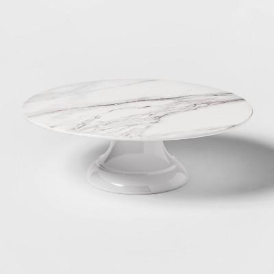 12" Melamine Marble Print Cake Stand White - Threshold™