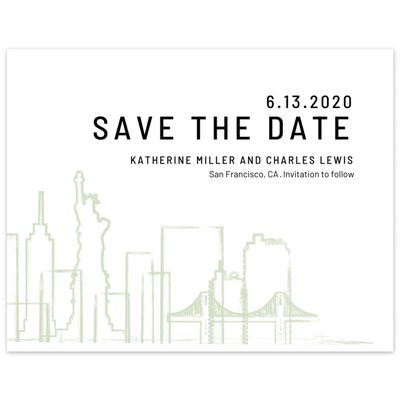 Mint, Green Wedding Digital Save the Date - Manhattan Skyline