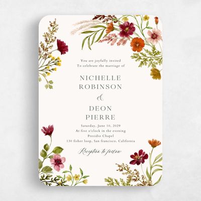 Beige Rounded Wedding Invitation - Viva Portrait
