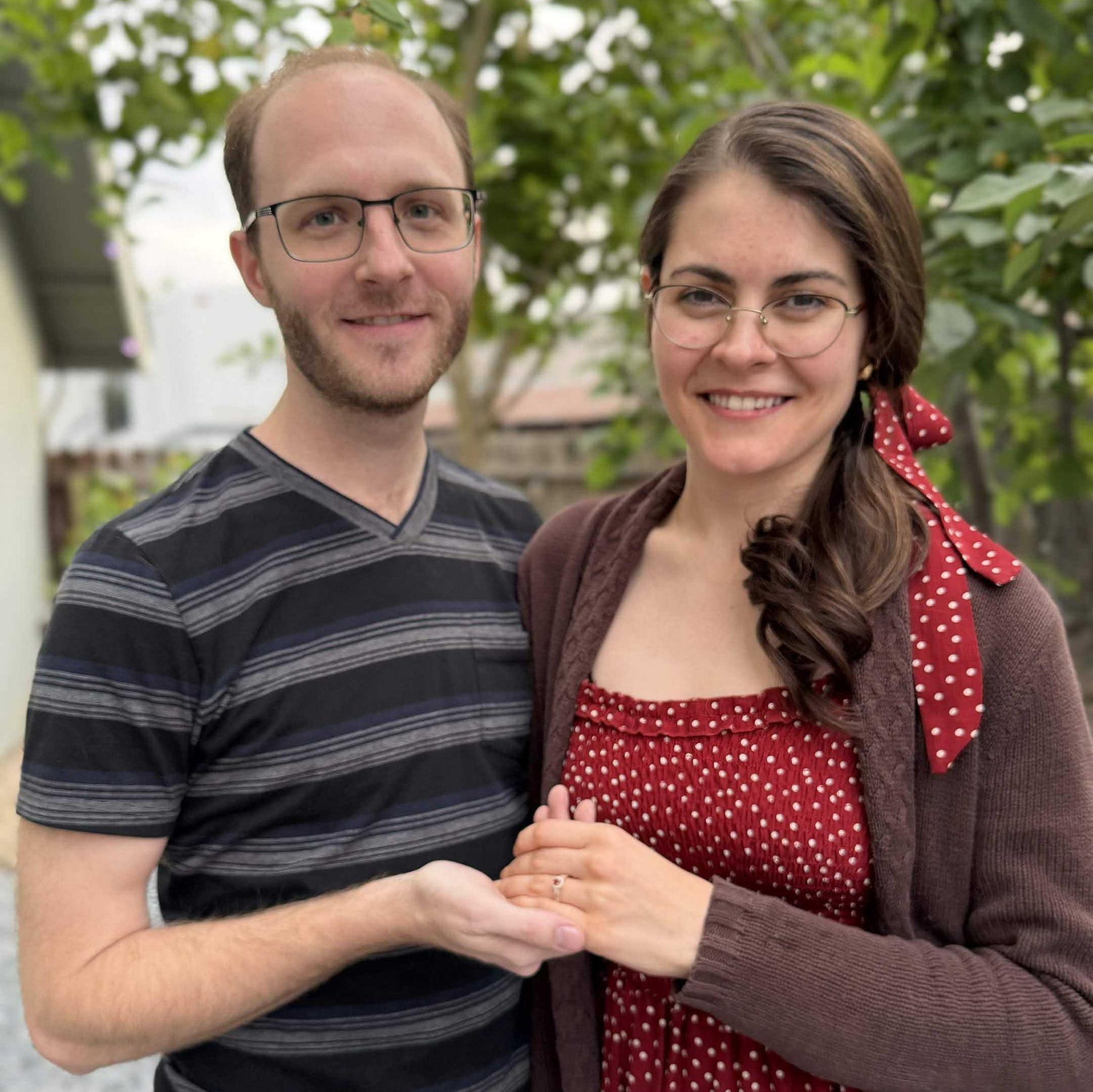 Showing off the ring right after the proposal