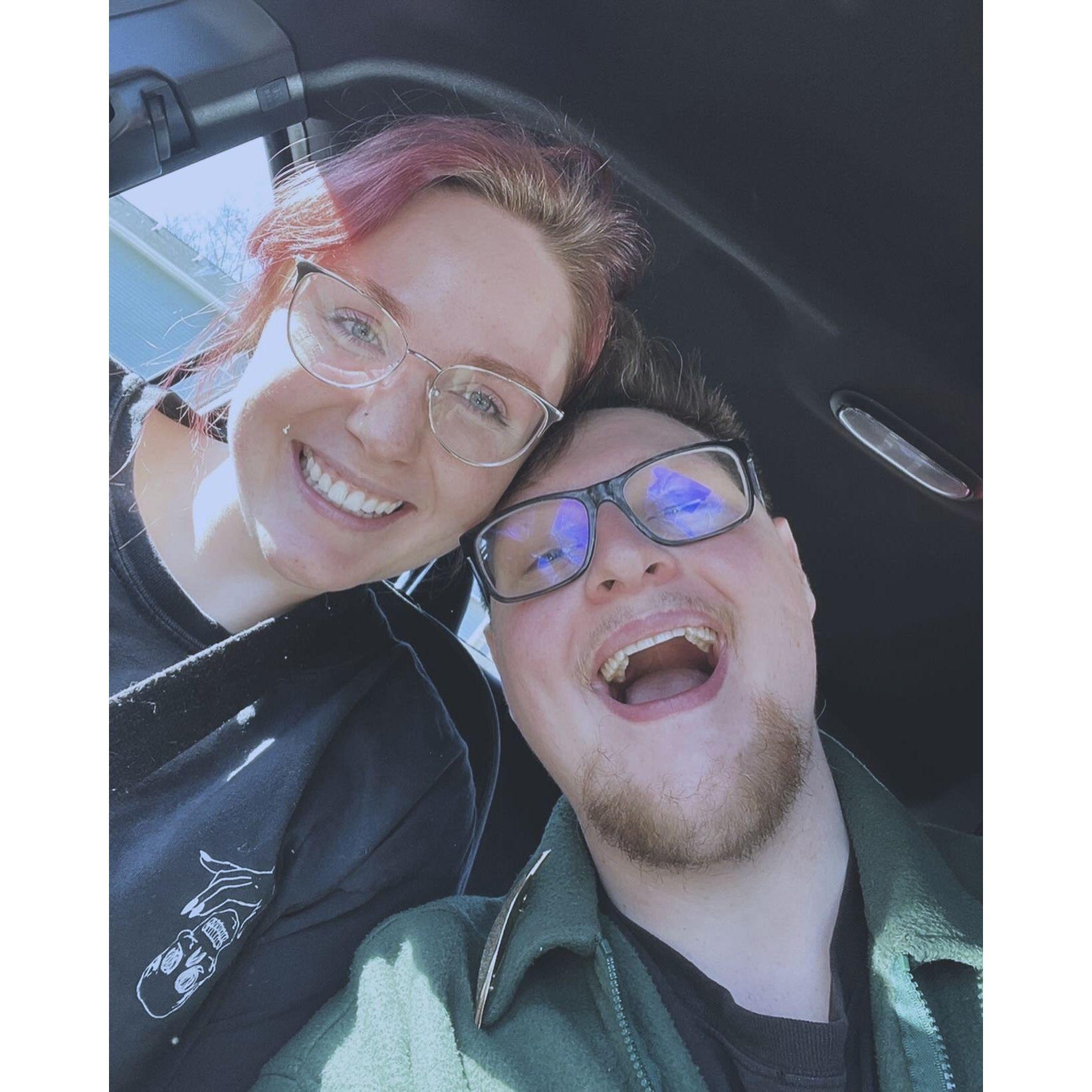 Car selfie when we started dating