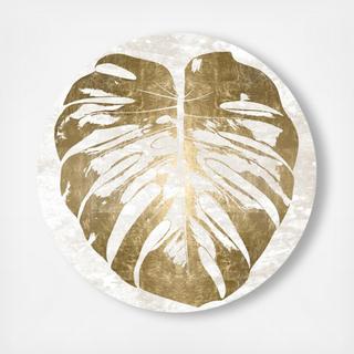 Monstera Gold Leaf Circle Acrylic Art