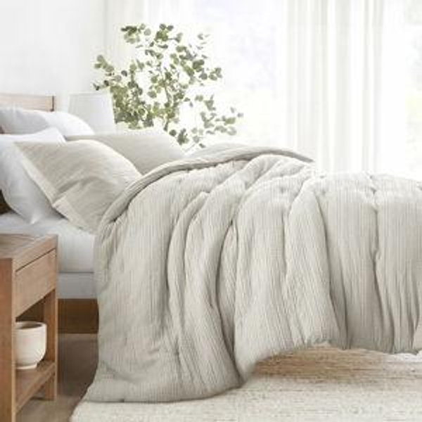 Color Dune, King Size - Waffle Textured Down Alternative Comforter Set - Color Dune, King Size