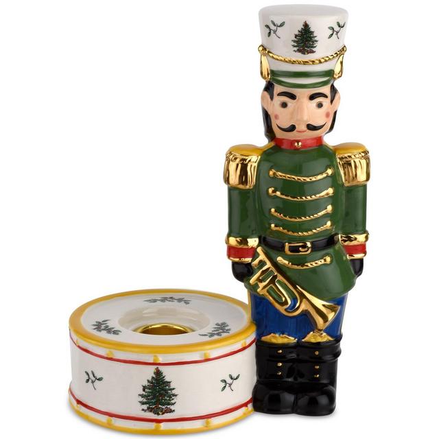 Spode Christmas Tree Nutcracker Candle Holder, Green