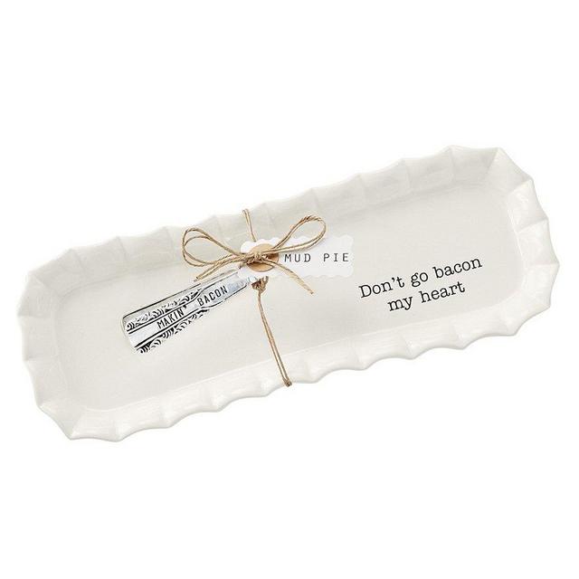 Mud Pie Bacon Tray & Tongs Set