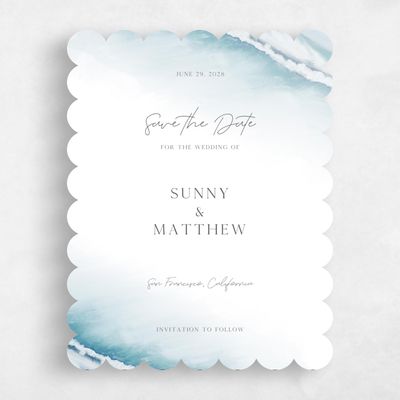 Blue Scalloped Wedding Save the Date - Clearwater Portrait