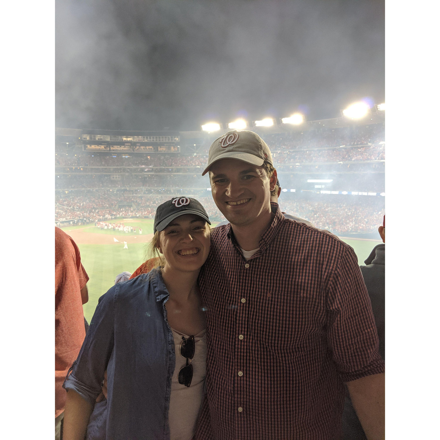 At the Washington Nationals playoff game against the Milwaukee Brewers in October 2019. The Nats would go on to win the World Series!