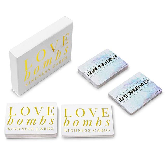 Love Bombs - 111 Gold Embossed Kindness Cards, Sincere Words of Appreciation, Compliments, Gratitude, Admiration & Encouragement to Strengthen Relationships & Overcome Shyness & Insecurity