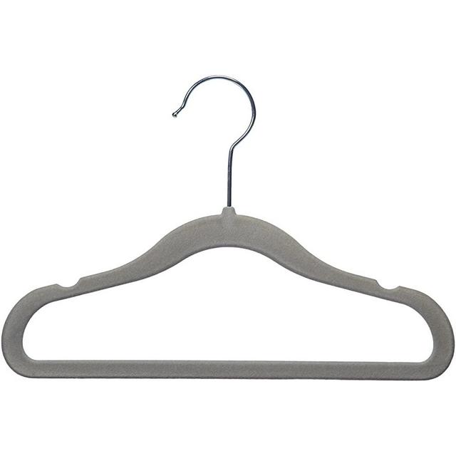 Amazon Basics Kids Velvet Non-Slip Clothes Hangers, Gray - Pack of 50
