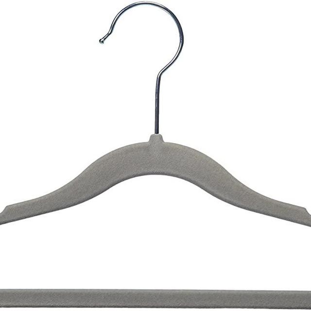 Amazon Basics Kids Velvet Non-Slip Clothes Hangers, Gray - Pack of 50