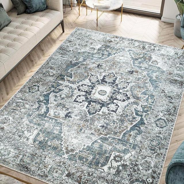 Keen Home Design Machine Washable Area Rugs with Non-slip Backing, Ideal for Hallway, Living Room, Bedroom, Kitchen and Laundry Room, Vintage Moroccan and Low Pile Rug - (6' x 9')