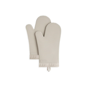 KITCHENAID Ribbed Soft Silicone Oven Mitt 2-Pack Set, 7.5"x13", Milkshake