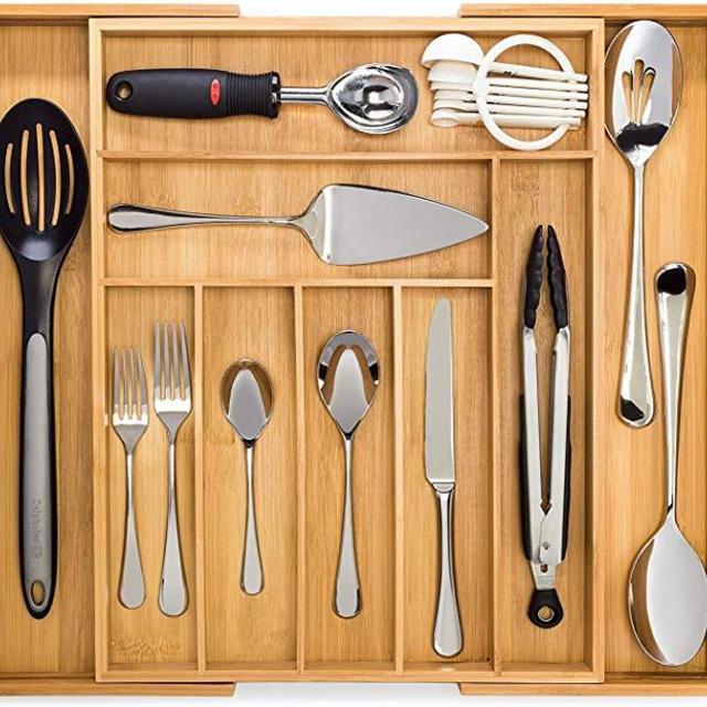 Dynamic Gear Bamboo Expandable Drawer Organizer
