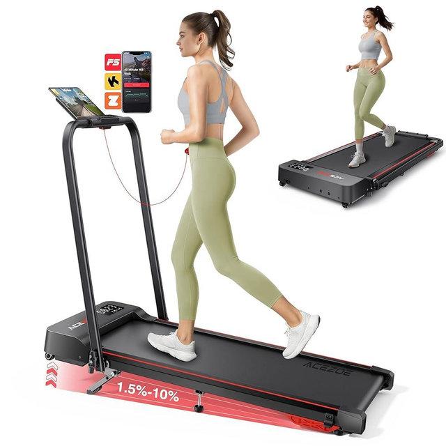 2-in-1 Foldable Treadmill with 3-Level 10% Incline, Walking Pad for Home Small Office, Compact Portable Under Desk Treadmill with Handle,Dual LED Display, APP & Remote, 300 lbs Capacity