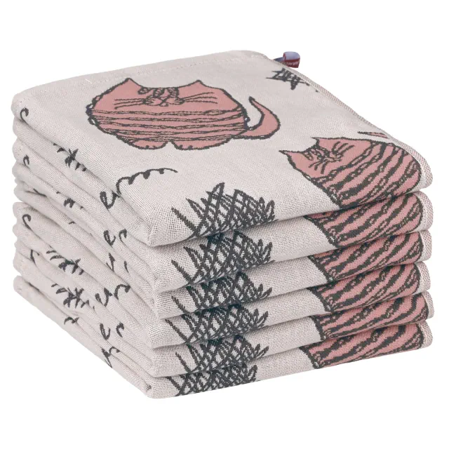 Unique Bargains Home Decor Kitty Pattern Absorbent Kitchen Towels 14" x 16" 6 Pcs Pink
