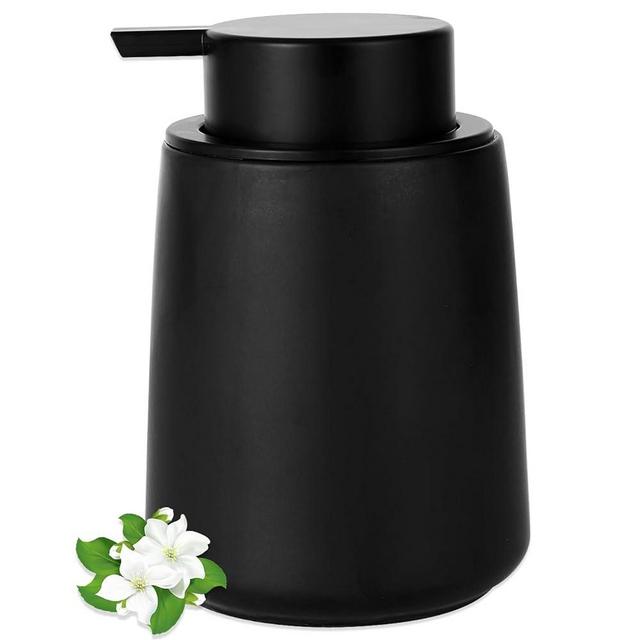 Hand Soap Dispenser for Bathroom Decor, Ceramic Liquid Pump Bottles Refillable Dish Lotion Dispenser for Kitchen Farmhouse College Dorm, Matte Black