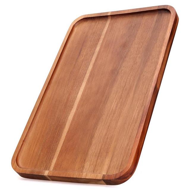 Large Wood Serving Trays Decor Long Charcuterie Cheese Boards Acacia Rectangle Wooden Platters for Food Dish Cookie Snack Appetizer Plates Rectangular Kitchen Dinner Platter Cake Dessert Plate Tray