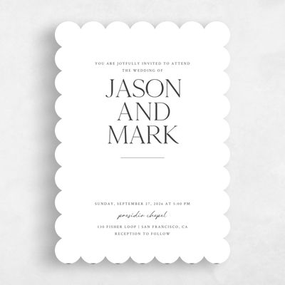 White Scalloped Wedding Invitation - Celeste Classic