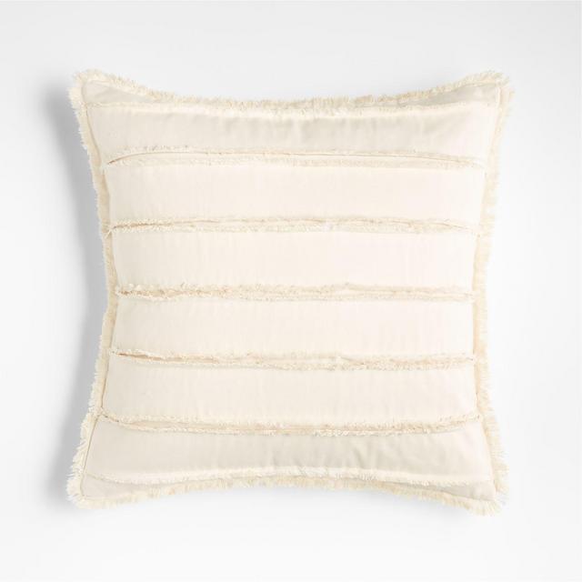 Denim 20" White Pillow Cover with Feather-Down Insert