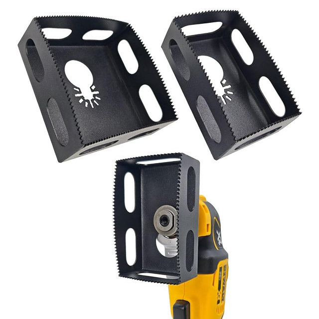 Upgrade Square Slot Cutter, Drywall Outlet Cutter compatible with Dewalt 20V & Milwaukee M18 Oscillating Multi-Tools, Hardened Steel One Step in Place Electrical Box Cutter for Drywall Sheetrock-2 Pcs