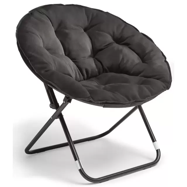 Simply Essential™ Foldable Saucer Lounge Chair in Black Jersey