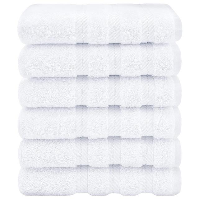 American Soft Linen Luxury Hotel Spa Quality, 100% Genuine Turkish Cotton, 16x28 Inches 6-Piece Hand Towel Set for Maximum Softness Absorbency, Dry Quickly - Bright White