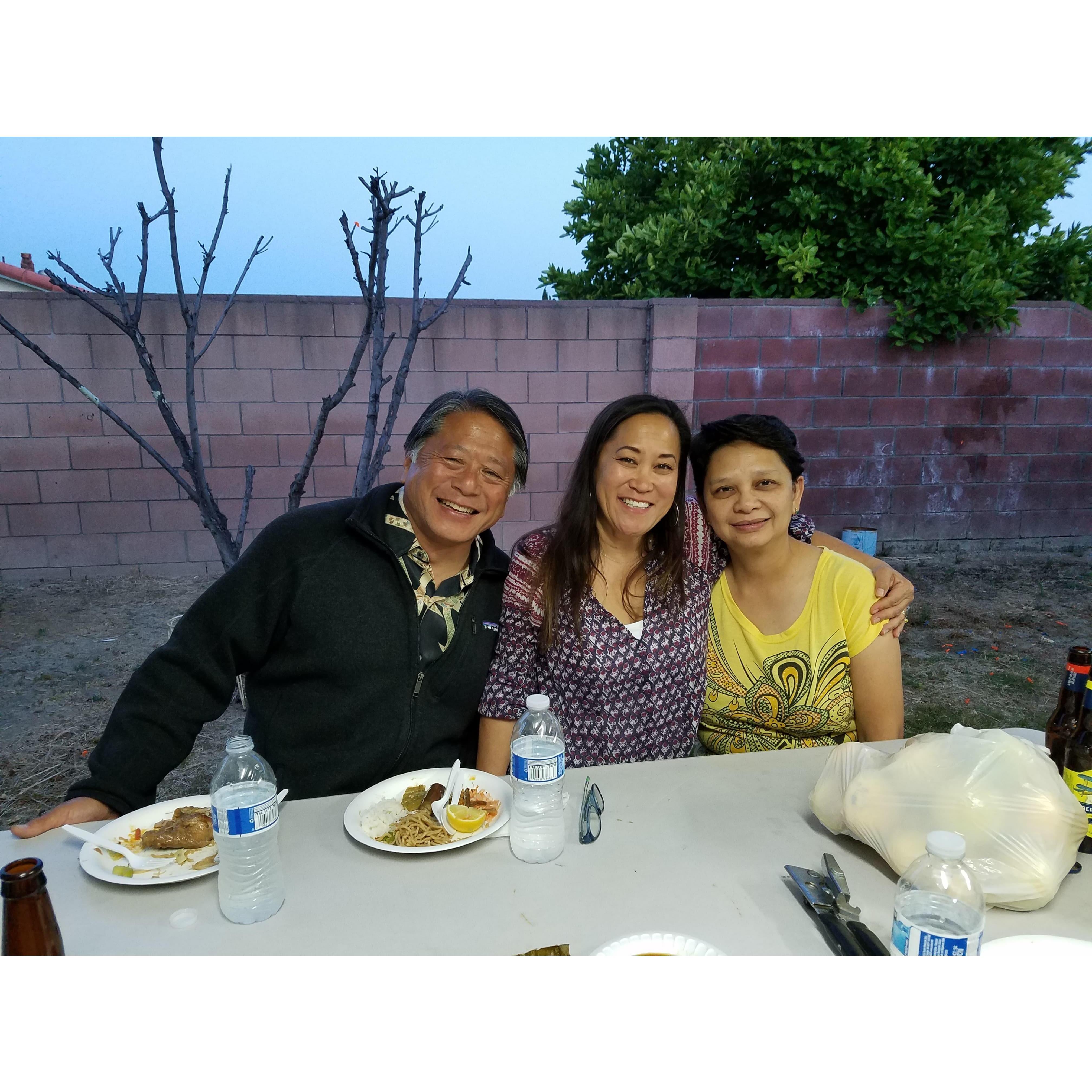 Stan, Kelly, and Cris at a family gathering. This was the first time they met in person!