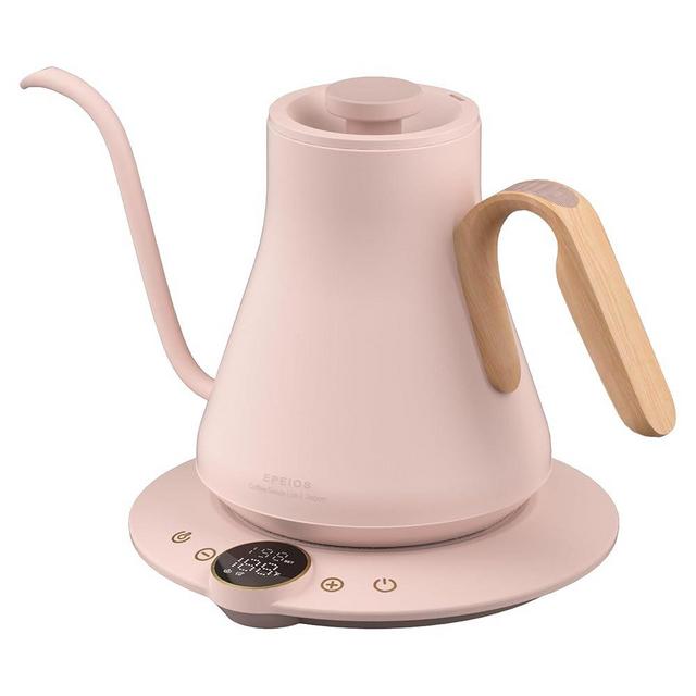 INTASTING Gooseneck Electric Kettle with ±1℉ Temperature Control for Pour Over Coffee & Tea, Quick Heating, BPA-Free Stainless Steel, Built-in Brew Timer, 1500W/0.9L (Munch Pink)
