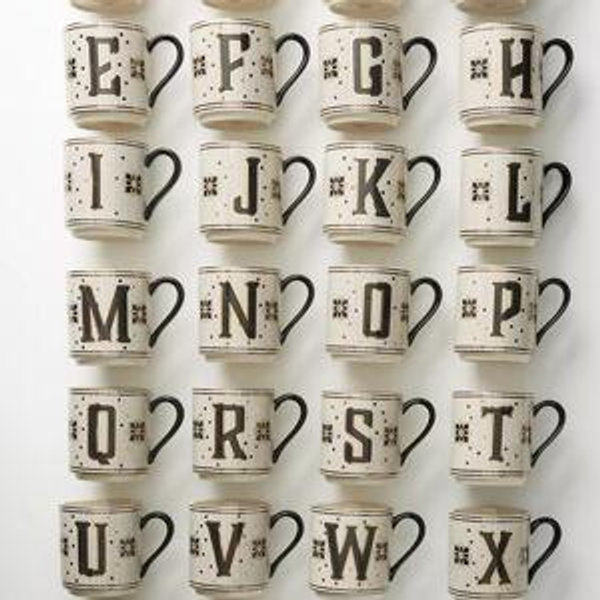The Bistro Tile Stoneware Mug: Monogram Edition "G"