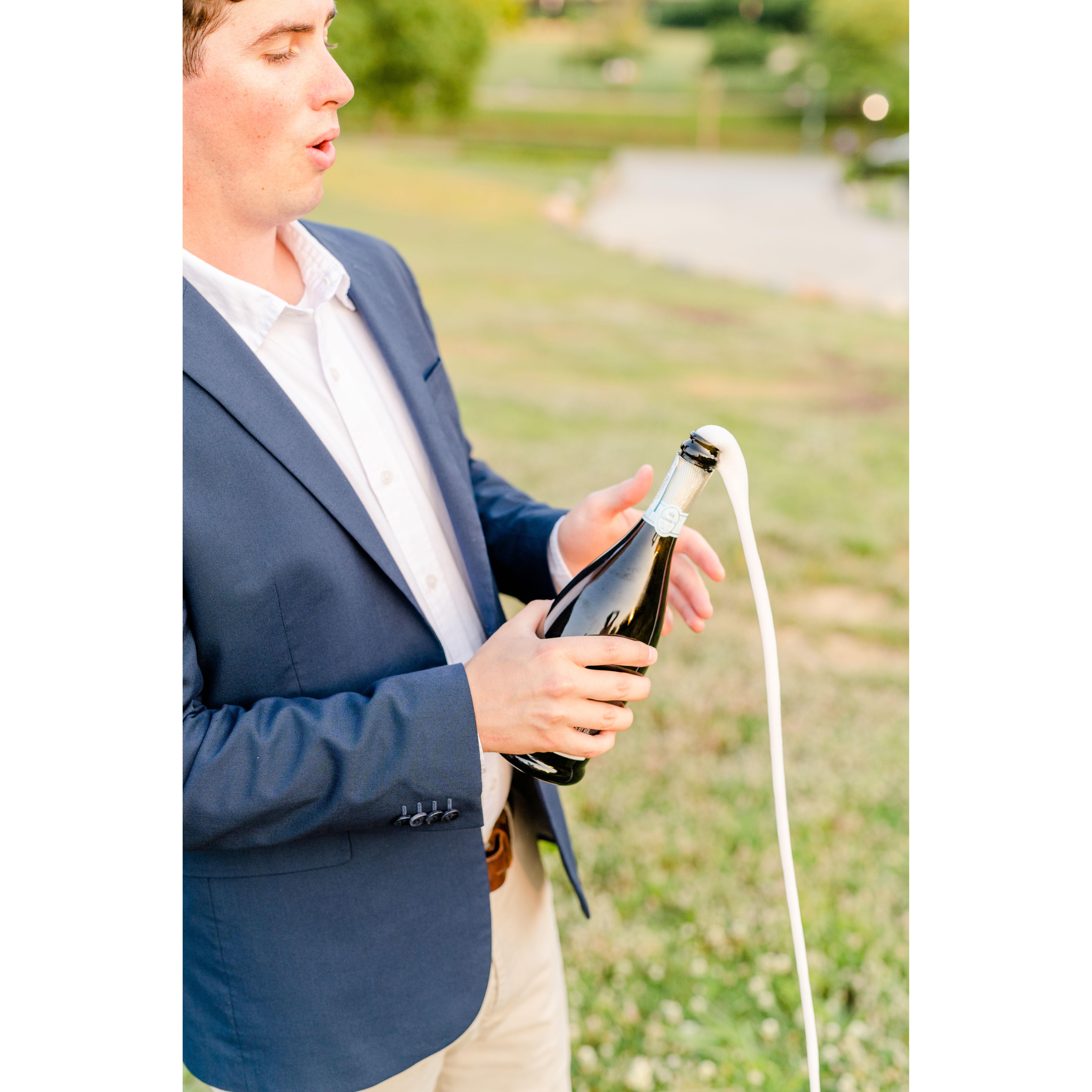 pat was not ready for the champagne pop