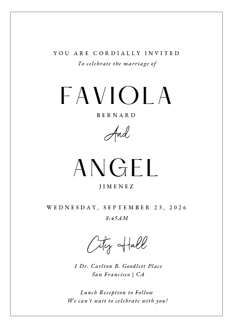 The Wedding Website of Faviola Bernard and Angel Jimenez