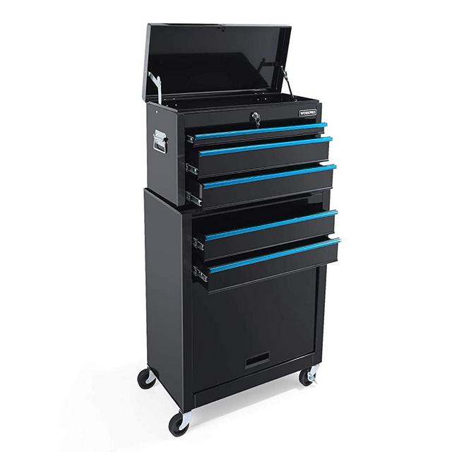WORKPRO 5-Drawer Rolling Tool Storage Cabinet, Sliding Metal Drawer, Removable Toolbox Organizer for Workshop, Garage