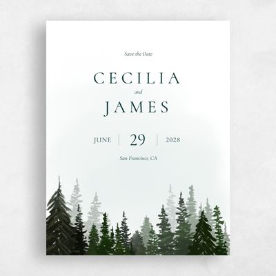 Dark Forest, Green Wedding Save the Date - Bridlewood Portrait