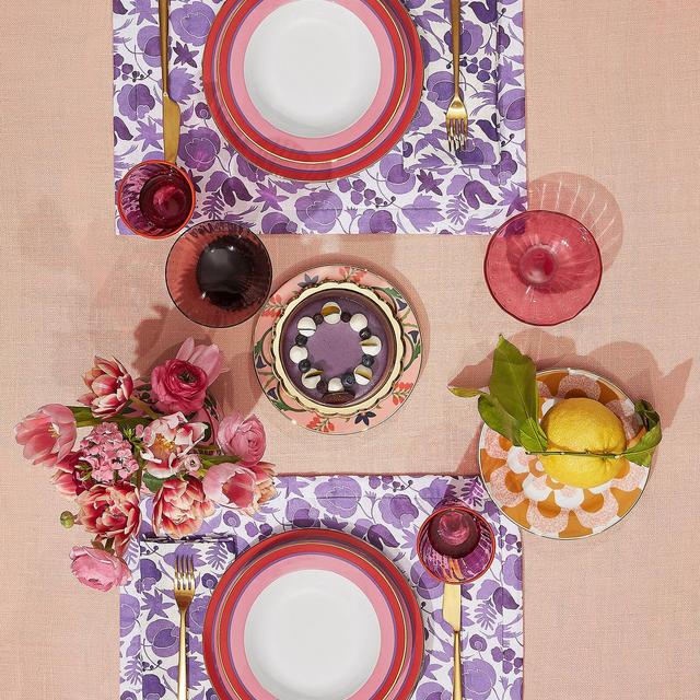Soup & Dinner Plate Set Rainbow Rosa in Porcelain