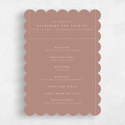 Brown Scalloped Wedding Program - Corwin Foil