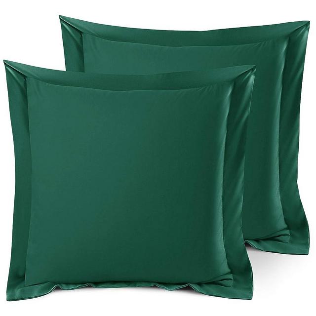 Nestl Soft Pillow Shams Set of 2 - Double Brushed Microfiber Pillow Covers - Hotel Style Premium Bed Pillow Cases, with 1.5” Decorative Flange, Euro 26"x26" - Hunter Green