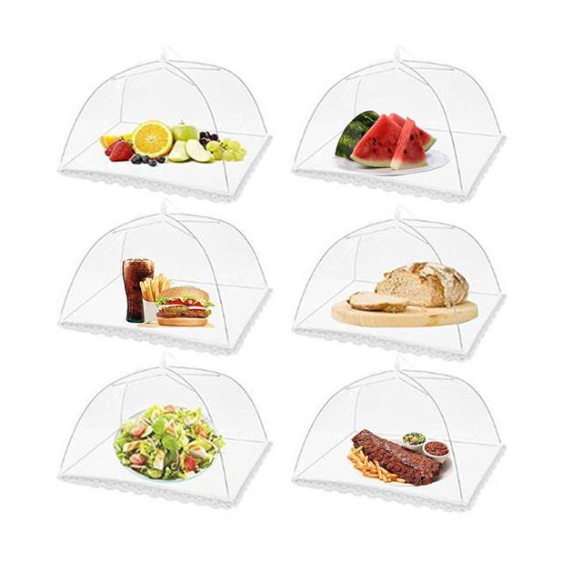 Evitany 6 Pack Mesh Food Cover Tents(2pcs 13 inch,2pcs 15 inch,2pcs 17 inch) Food Tents Umbrella for Picnics, BBQ, Party, Camping Outdoor Cooking,Collapsible and Reusable