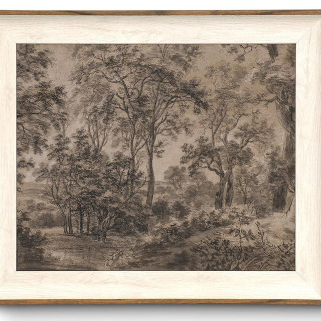 Framed Canvas Wall Art for Living Room Decor, Vintage Neutral Brown Woodland Landscape Painting Farmhouse Canvas Prints Artwork, Antique Wall Pictures Decor for Bedroom Gallery Office, Bathroom Wall Decor - 10x12Inch