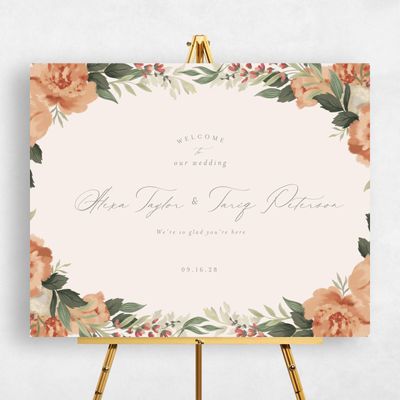 Orange Boho Wedding Sign - Juniper Landscape